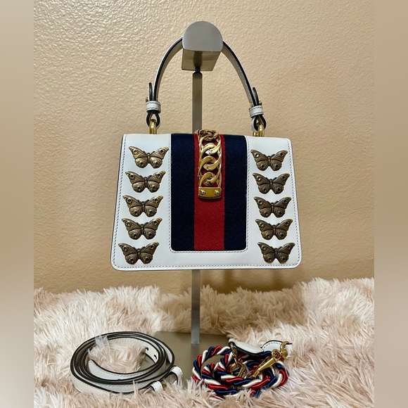 GUCCI Sylvie Top Handle Bag Embellished Leather Mini - Picture 4 of 13